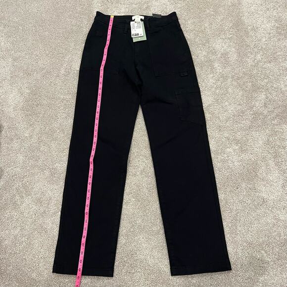 NWT H and M Women's Cotton Cargo Black Pant with Pockets Straight Leg Size 2 - Picture 5 of 9
